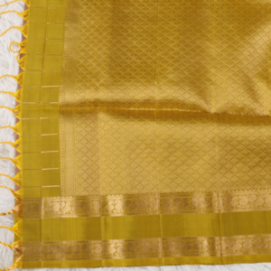 Onion Pink Checked Silk Saree with Mustard Yellow Annam Zari Border